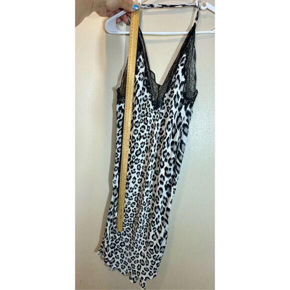 Victoria’s Secret Blue Black Leopard Print Midi Lingerie Lace V-Neck Slip Dress - Picture 7 of 10